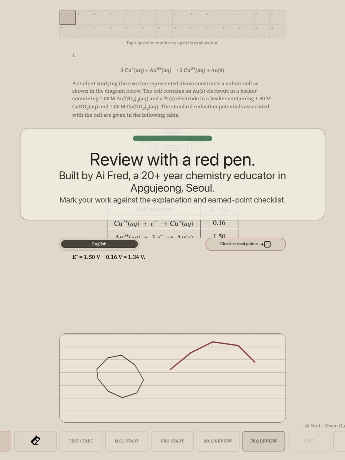 iPad FRQ checkpoint review screen